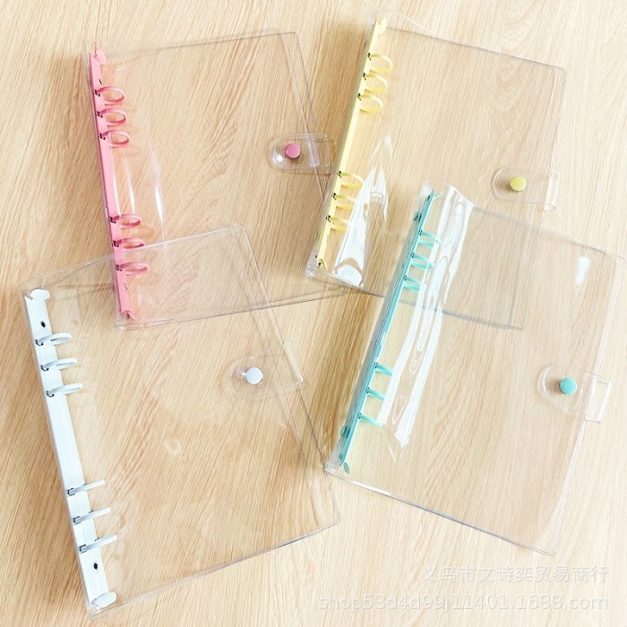 

A5 A6 Binder Transparan Bening Ring Warna Warni 6 Ring Aesthetic - Yellow, A6