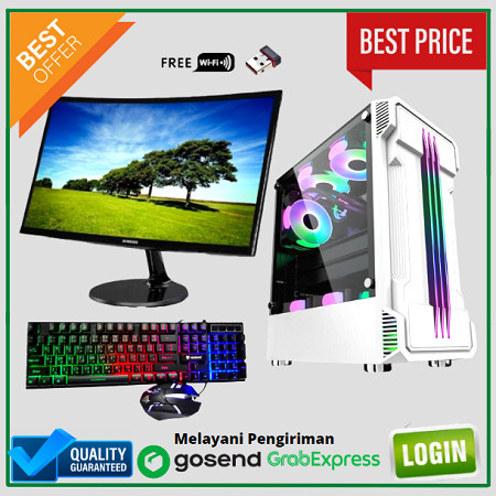 FLASH SALE PC Gaming Fullset INTEL i7 3770 ( Radeon RX 580 8GB) lengkap LED 24 inc Keyboard Mouse GA