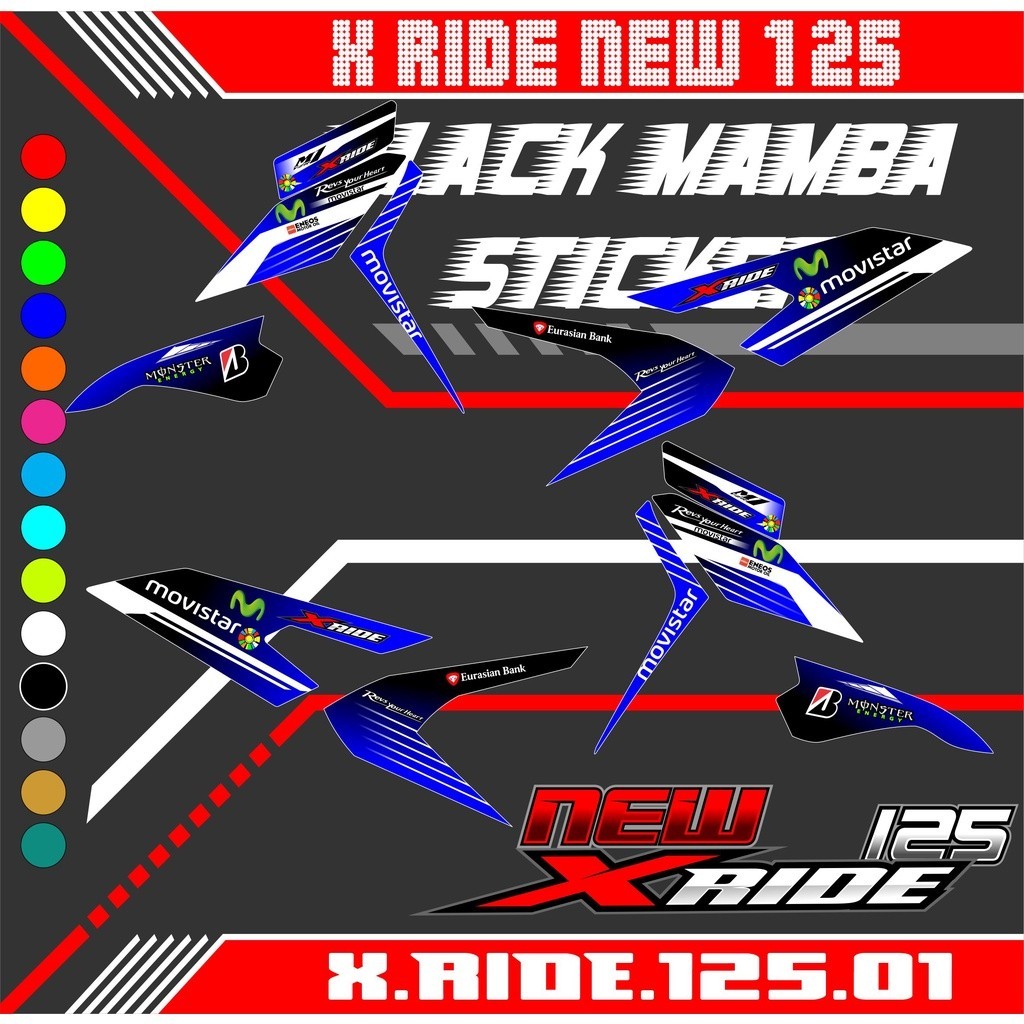 Striping NEW Xride 125  / X Ride 125 Variasi MONSTER Sticker Stiker Skotlet Lis List Body Lis STIKER