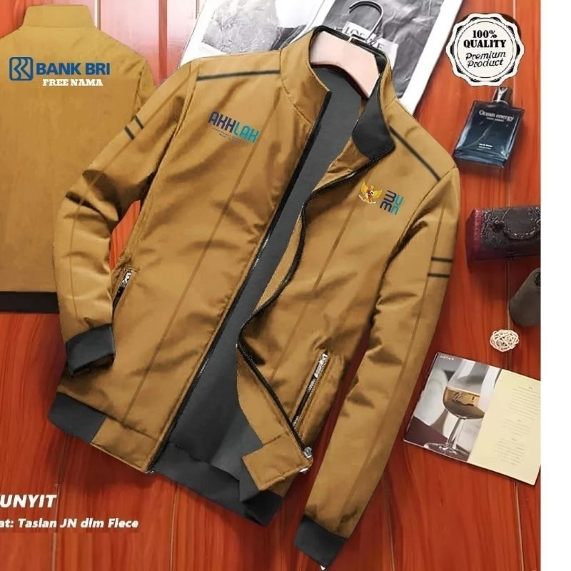 JAKET BUMN FREE NAMA SERIES BANK BRI TERBARU PRIA WANITA CUSTOM SABLON WATERPROOF