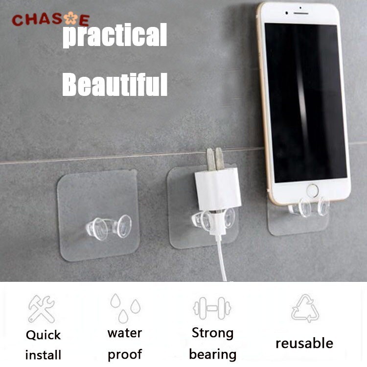 Kait Steker Kuat Transparan Yang-Dapur Dan Ruang Tamu Dinding Ekor Penyimpanan Kabel Daya Tanpa Luba