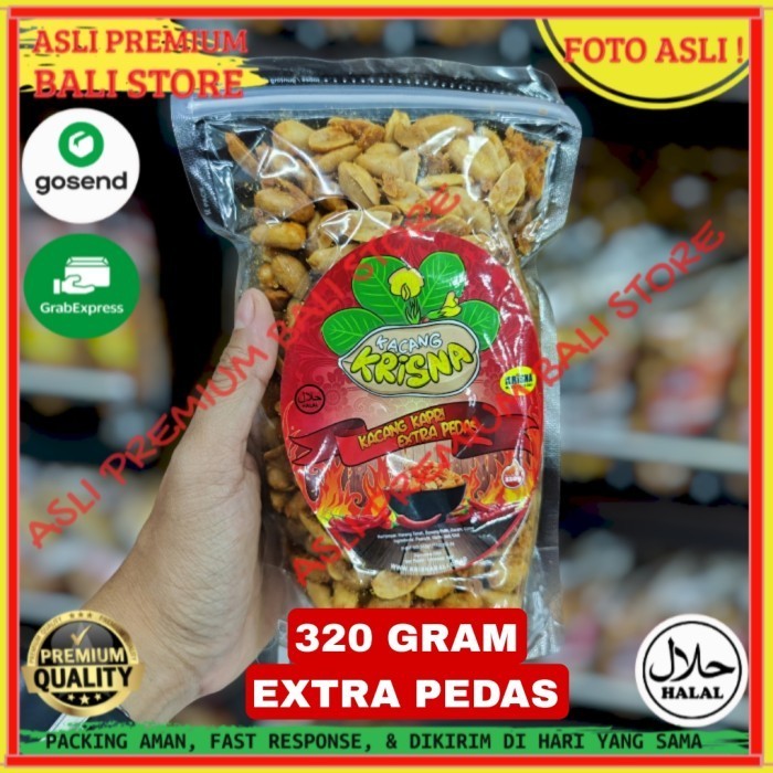 

OLEH OLEH MAKANAN CEMILAN CAMILAN SNACK KULINER KHAS ASLI ORI ORIGINAL BALI KACANG KAPRI BUMBU EXTRA PEDAS 320 GR GRAM