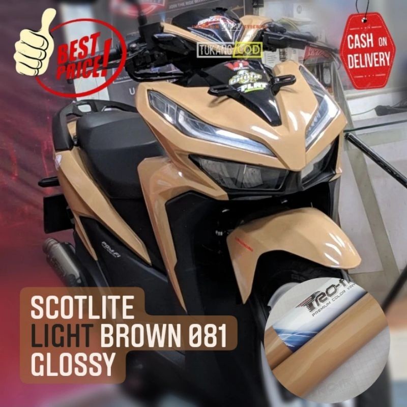 Sticker Scotlite Coklat Muda Glossy Skotlet Motor Light Brown Scotlet Motor Vario Scoopy Nmax Pcx