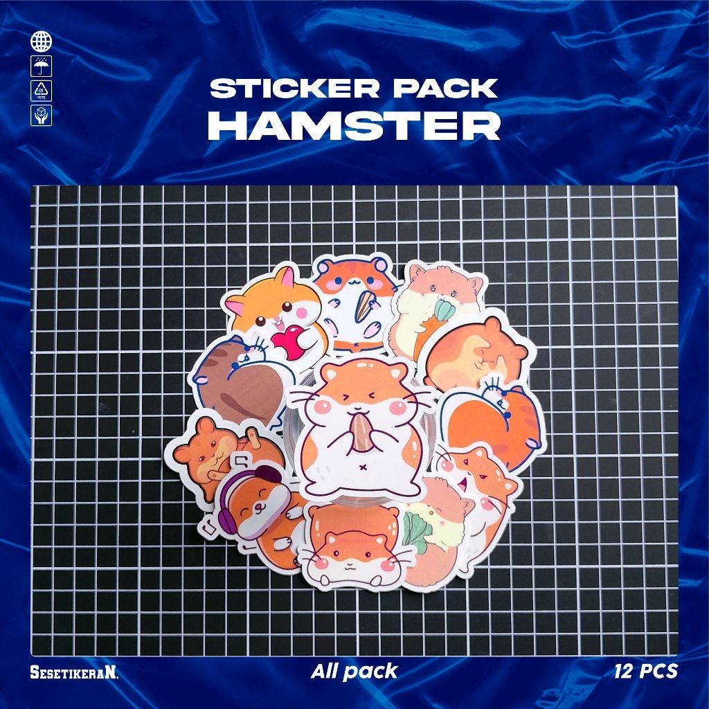 

COD✨ Sesetikeran Stiker Pack Kartun Hewan Hamster Lucu Keren Untuk Koper Laptop Skateboard