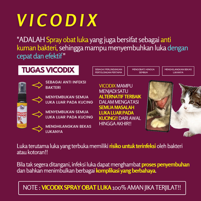 NEW ✨ - Obat Spray Luka kucing Vicodix Mengobati Luka Basah Kering dan Gatal