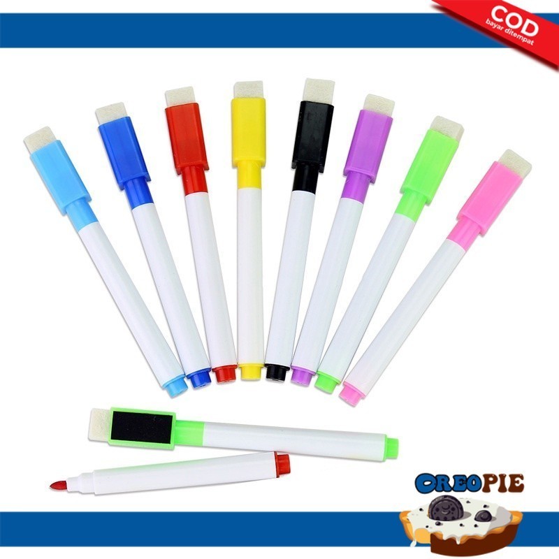 

Oreo Pie Spidol Mini Magnet Papan Tulis White Board Dengan Penghapus / Sepidol Warna Warni Wipe And Clean Kecil
