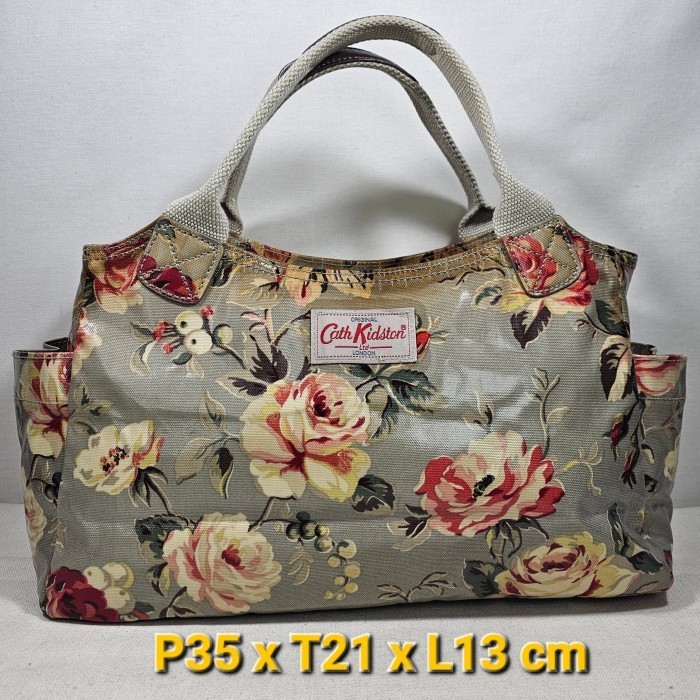 Cath Kidston London Japan original tote hand bag shopping traveling coating kanvas with kulit asli d