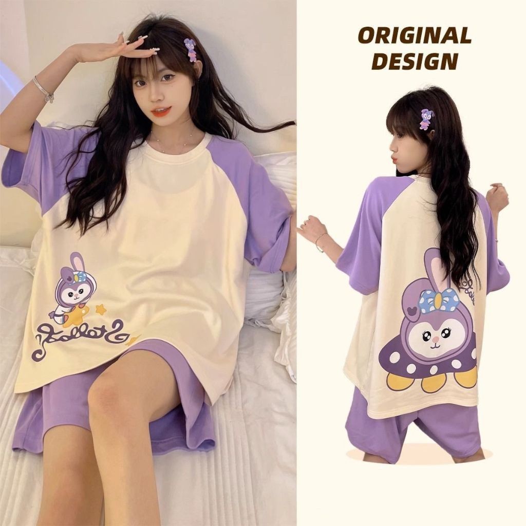 GS22-PP49 BAJU TIDUR BAHAN KAOS PIYAMA WANITA JUMBO BAJU TIDUR WANITA JUMBO