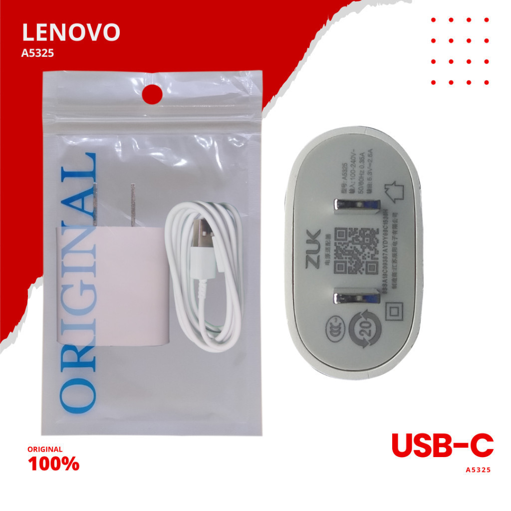 HOT A TRAVEL CHARGER LENOVO TYPE C CASAN LENOVO ZUK A5325 TYPE C ORIGINAL