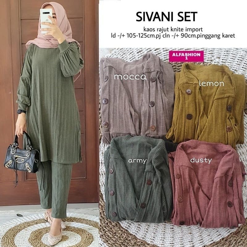 Setelan Celana tunik Wanita Kaos Rajut Jumbo Ld120 SIVANI SET by Mumu Fashion Solo