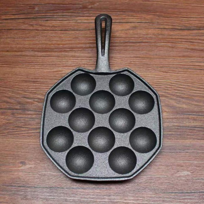Cetakan Pan Takoyaki Pan Cast Iron, Takoyaki pan 12 lubang Anti lengke - 1 panci