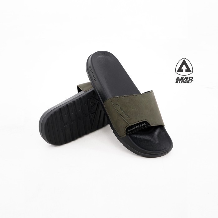 big promo aerostreet 39-44 reno hitam army - sandal selop baaaa