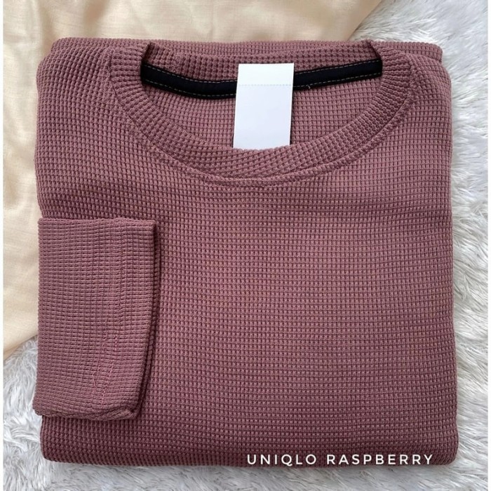 kaos rib lengan panjang wanita /Kaos waffle unqlo/Kaos lengan panjang - unqlo army