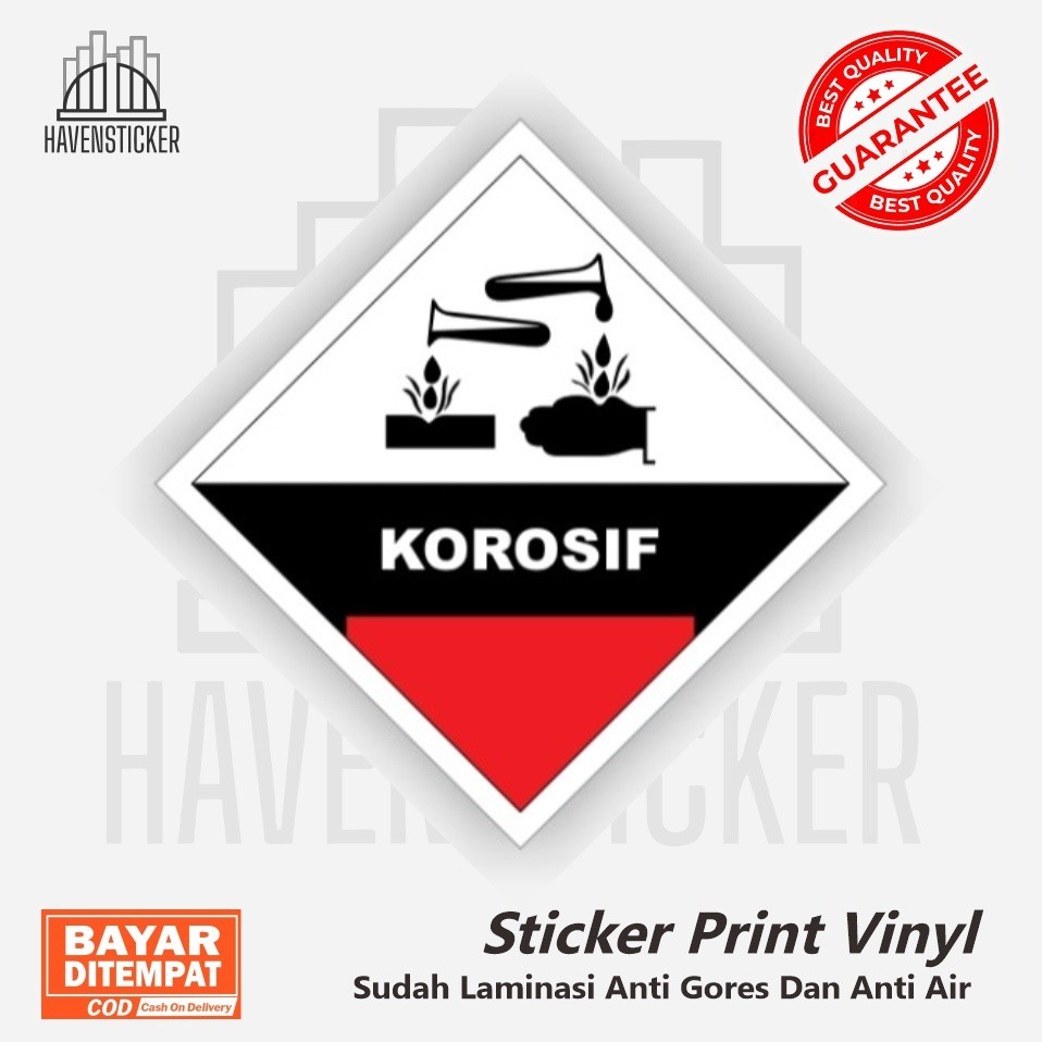 

Stiker vinyl print Simbol Label Limbah B3 no.14 2013 Hazmat Korosif