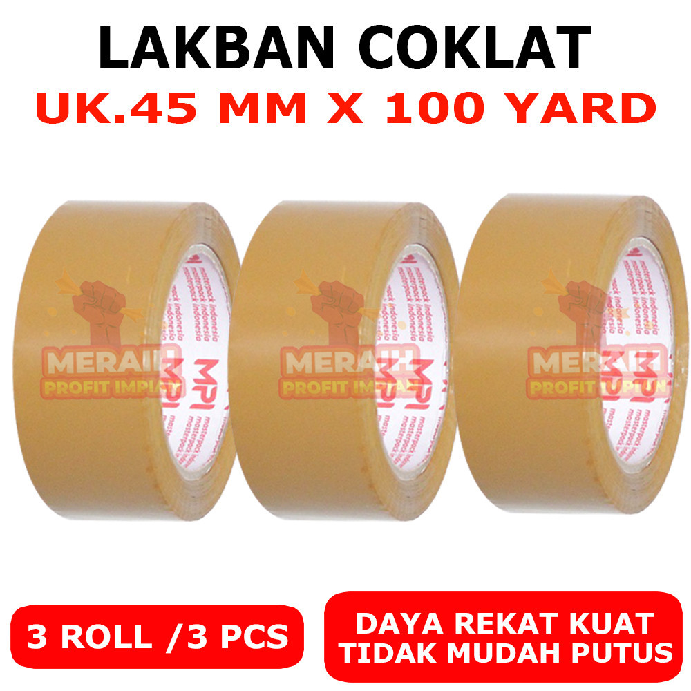 

3 PCS - Lakban Coklat MPI 45 mm x 100 yard / Lakban Packing