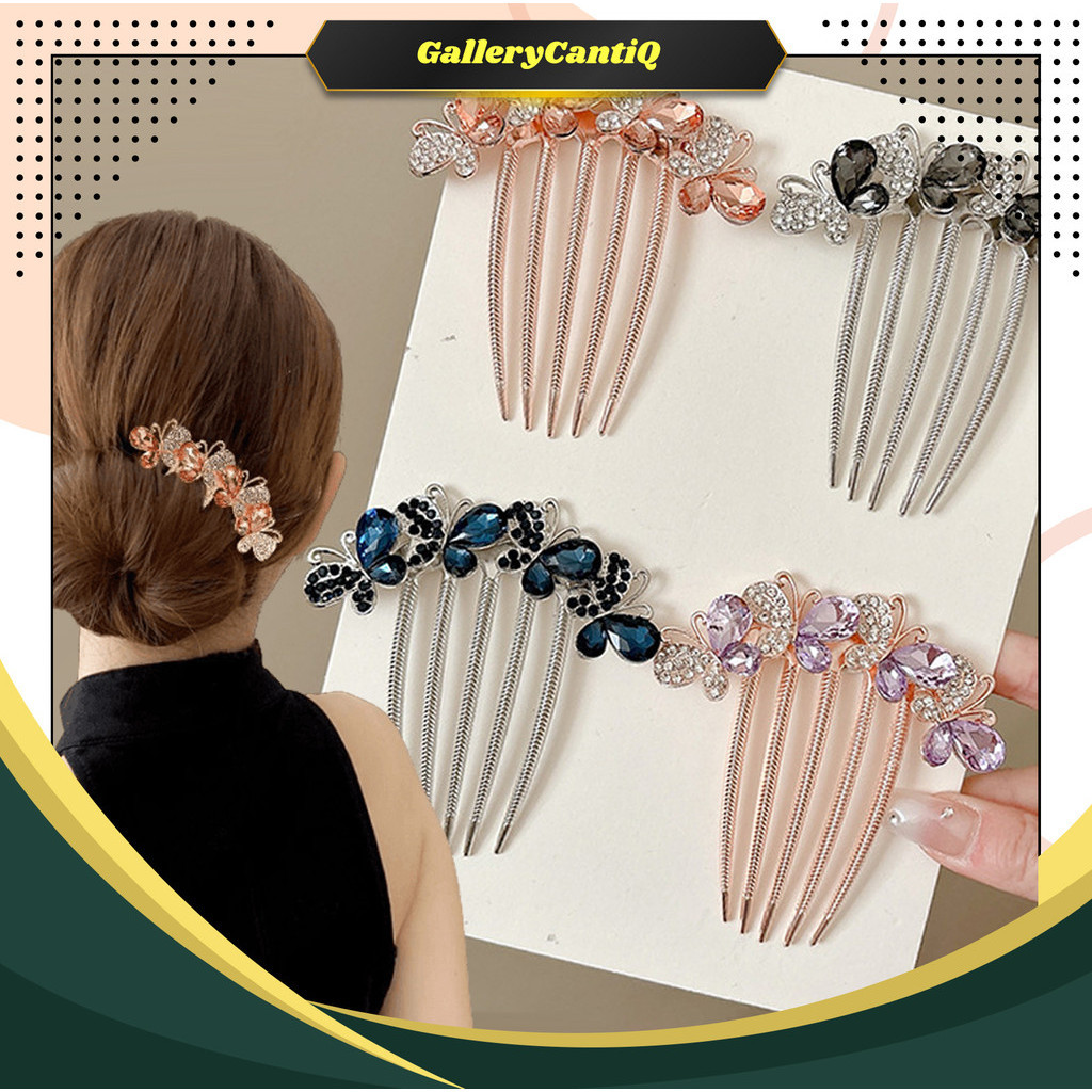 GalleryCantiQ - Sirkam Rambut Sanggul Korea Mahkota Mutiara Tusuk Konde Fashion Wanita MHT08