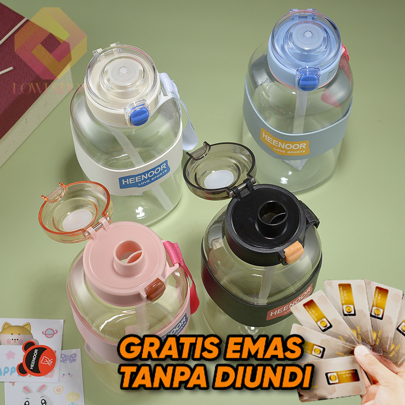 GRATIS EMAS - Botol MInum Plastik Transparan Label Plastik Love Sports Gemas Unik Botol Minum Tenten