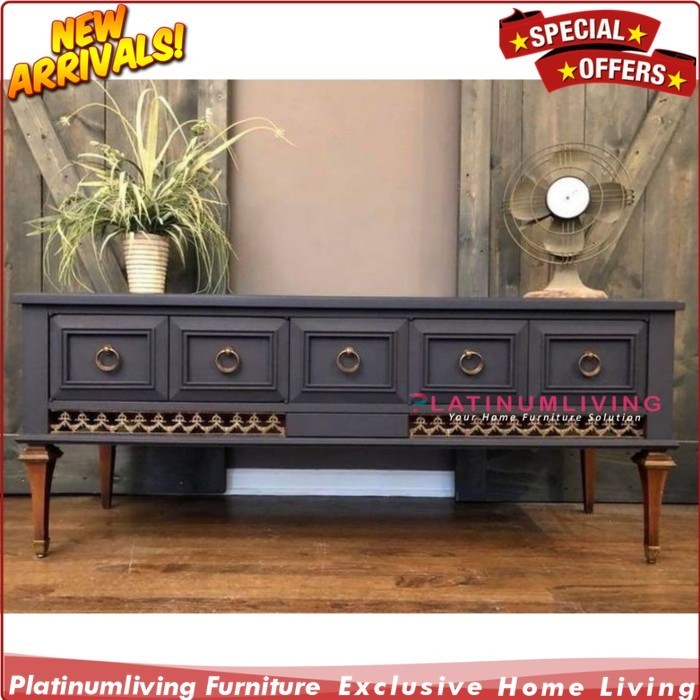 Bufet tv klasik kayu jati meja tv terbaru finishing antik