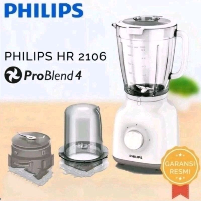 Philips blender HR 2106 glass plastik/tritan putih blender Philips original