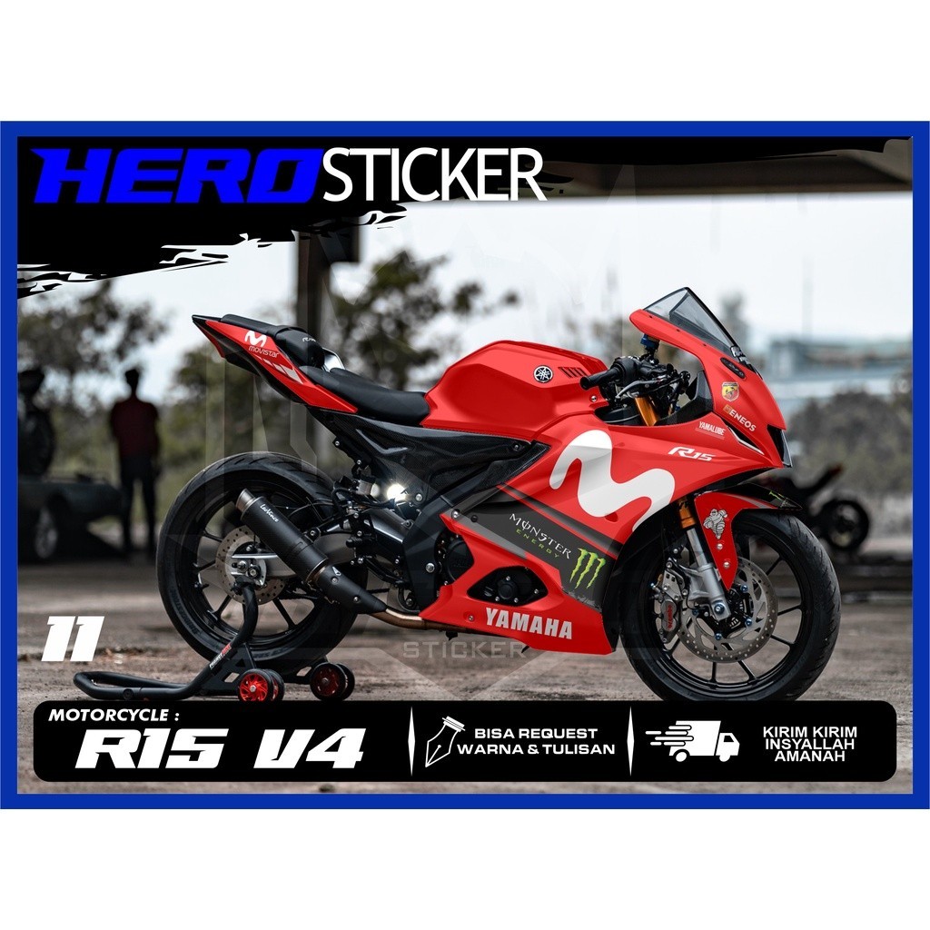 Sticker Decal Yamaha R15 V4, Sticker Decal R15 V4 Variasi Monster R15 V4 11A