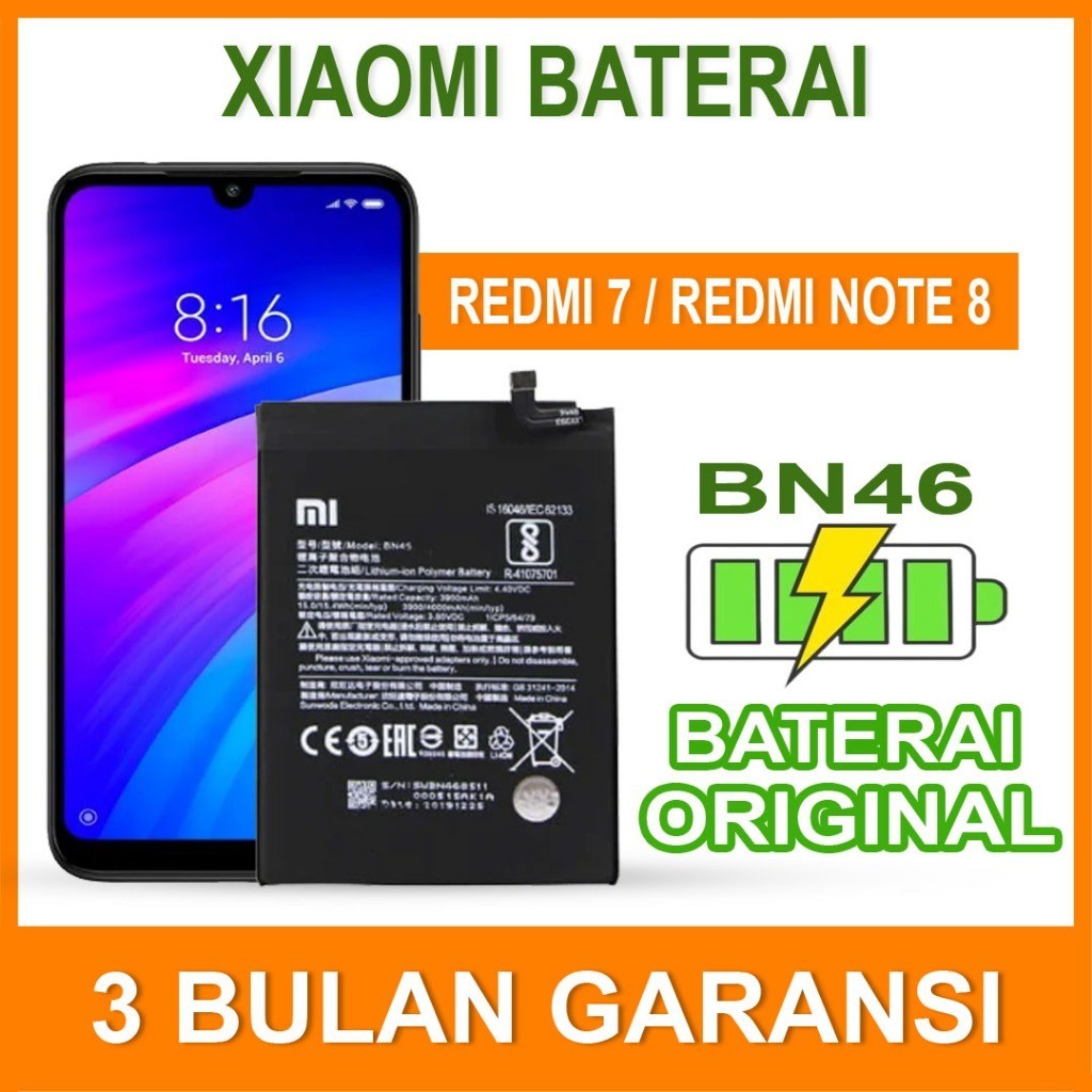 BATRE BATERAI XIAOMI REDMI 7 / REDMI NOTE 8 BN46 ORIGINAL
