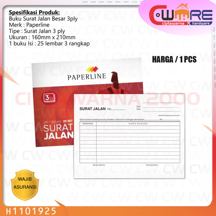 

Paperline Book Buku Surat Jalan Nota Bon Pengiriman PPL 3 Rangkap - CwNs