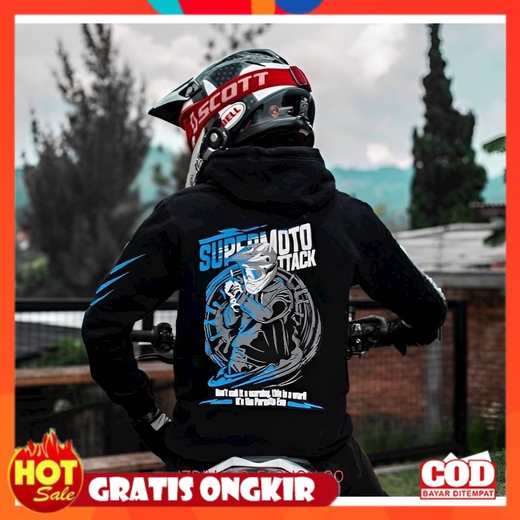[PREMIUM ORIGINAL] Hoodie Supermoto Attack newHoodie Supermoto Trail KTM KLX CRF WR Switer cowok Hud