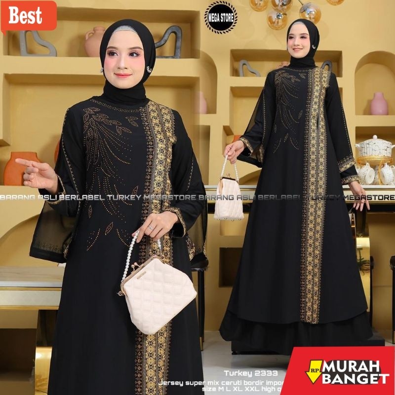 Abaya Turki Kekinian Gamis Turkey 2333 Dress Busana Muslimah by Original Mega Store