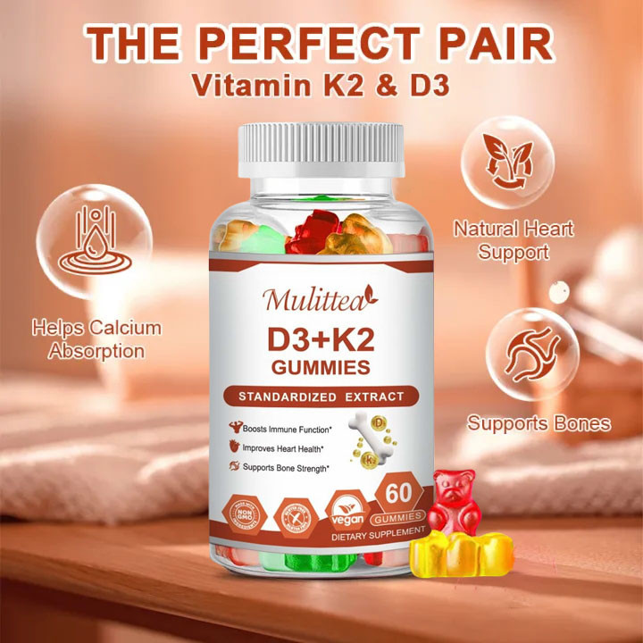 Multitea Vitamin D3 K2 70 mcg Gummies untuk Kesehatan Tulang, Gigi, dan Otot Mendukung Kesehatan Jan