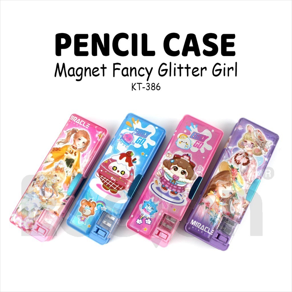 

Kotak Pensil Magnet Gliter KT-386 /Tempat Pensil Karakter GIRL