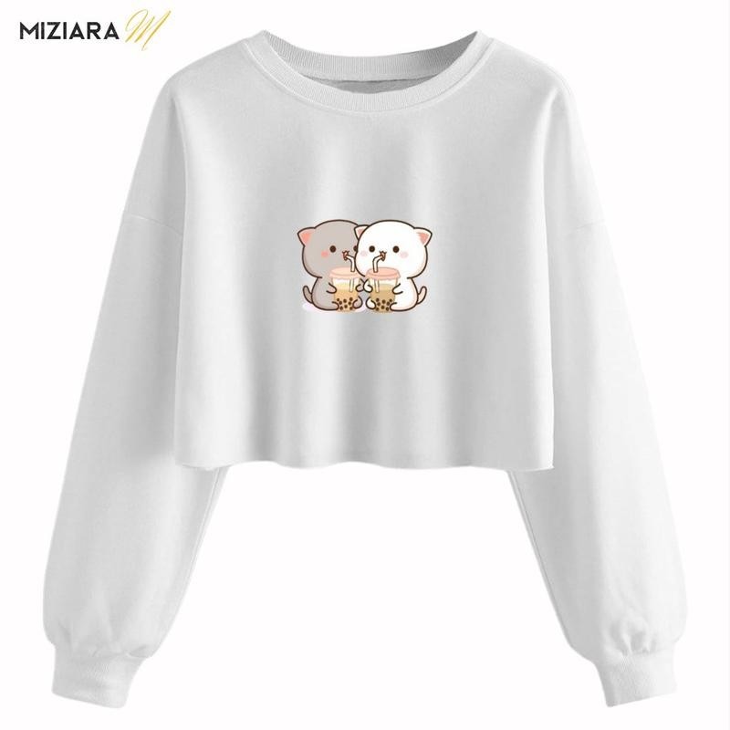 Miziara Kids Fashion terbaru pakaian crewneck anak perempuan model sweater lengan panjang crop top k
