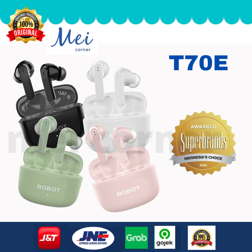 ROBOT TWS Earphone Airbuds T70E Deep Bass Bluetooth 5.4 (MC)