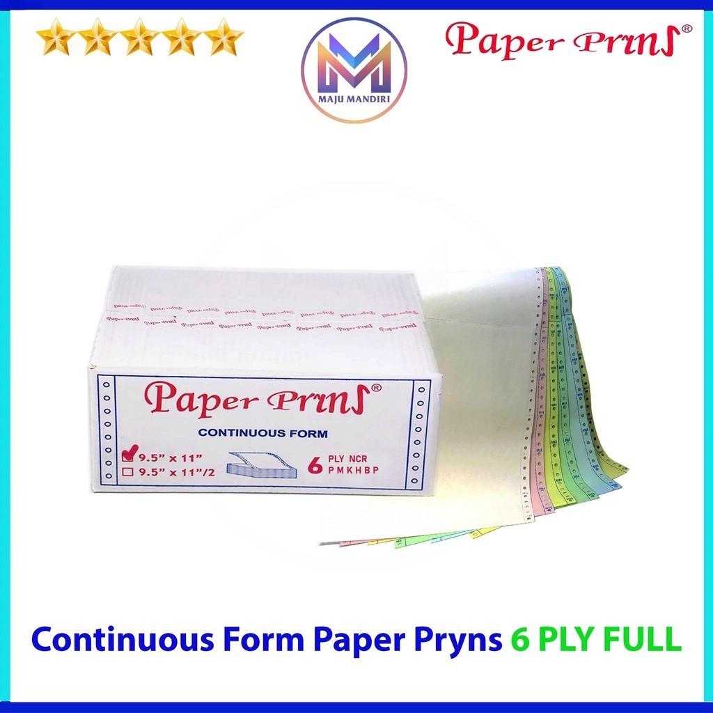 

Kertas Continuous Form 6 Ply Full Paperpryns / Ukuran 9,5x11' (Inch)