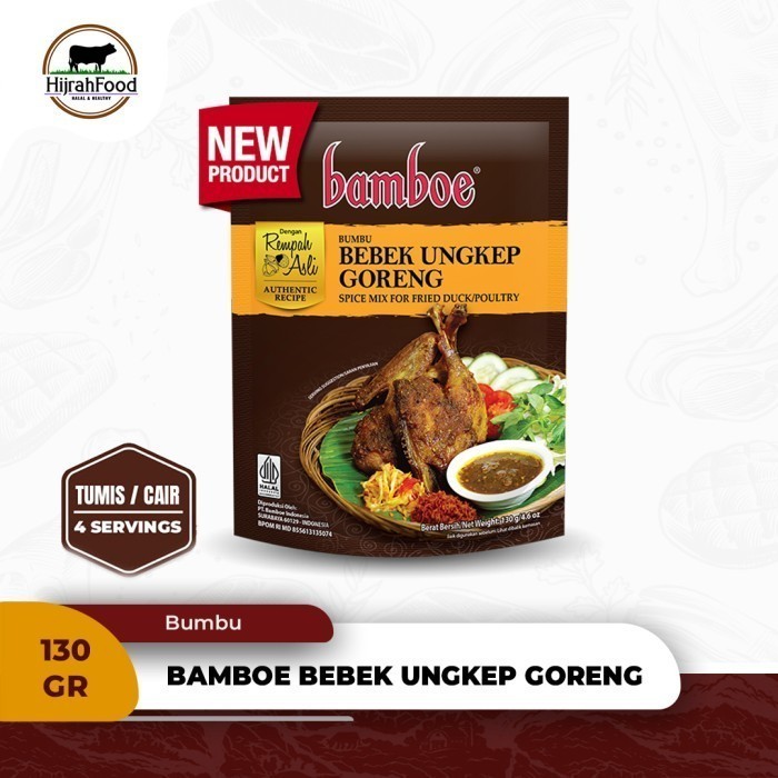 

Bamboe Bumbu Bebek Ungkep Goreng Premium Taste 130 gr Spice Mix For Fried Duck Poultry Praktis