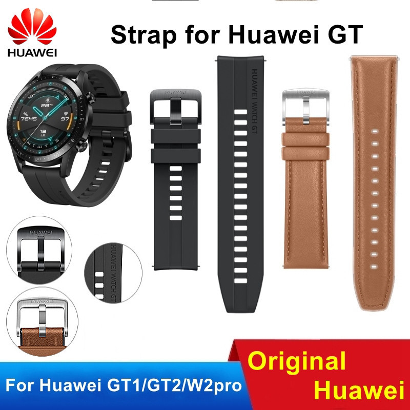 Original Huawei GT2 46mm FKM Rubber Watch Band 22mm Huawei Genuine Leather strap GT Stainless Steel 