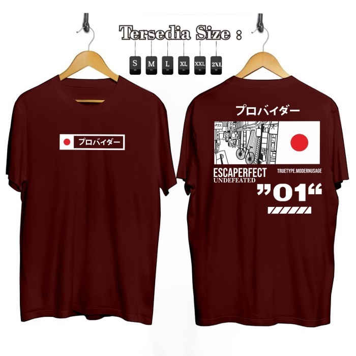 Kaos Distro Pria Escaperfect Lengan Pendek/Kaos Jepang / Size S - XXXL - Maron, S