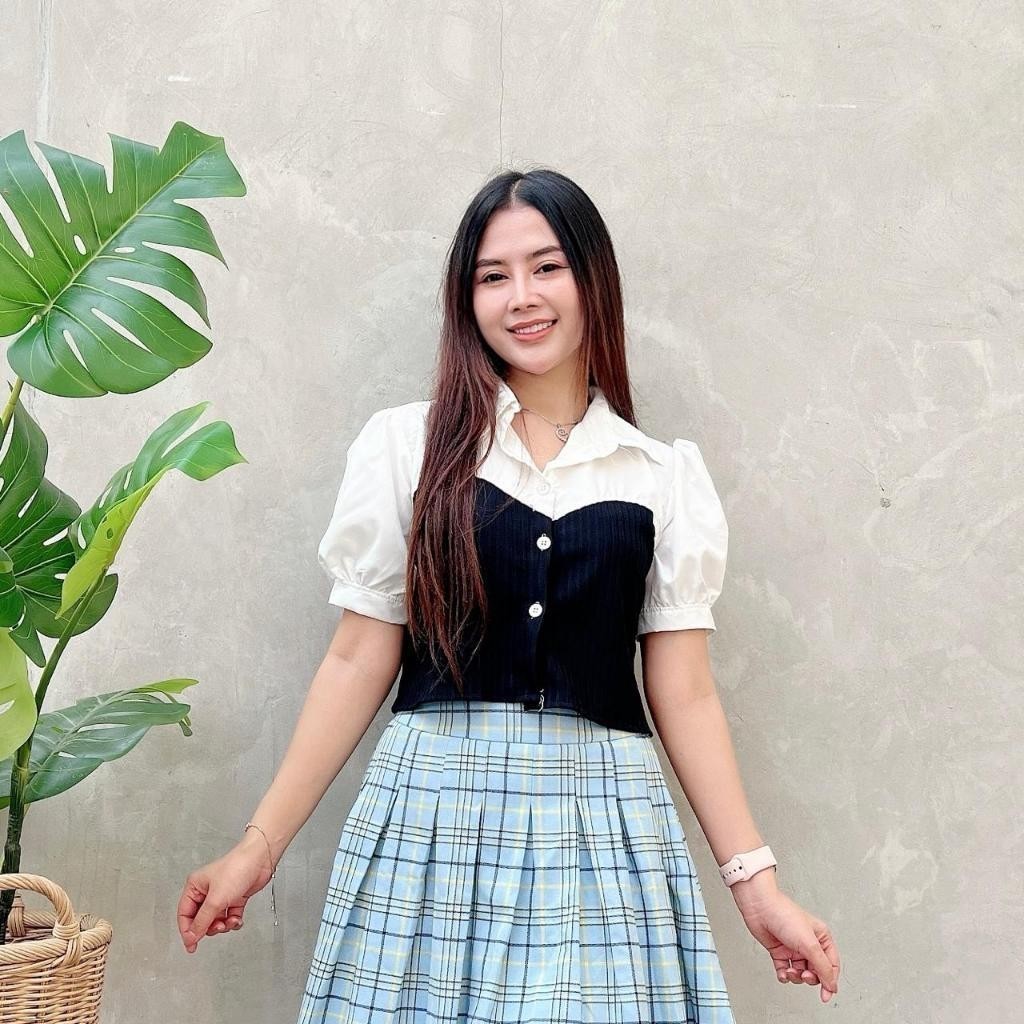 VEXIOS - ZEC FASHION BLOUSE WANITA NONI / Dahyun Blouse / Pakaian Wanita Modis / Blouse Kerah Kemeja