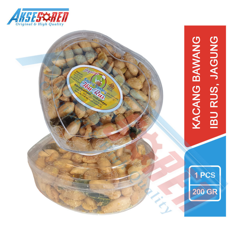 

Aksesoren Kacang Bawang Ibu Rus [Rasa Jagung/250gr] / Kacang Goreng Cemilan Gurih Asin Manis / Kue Kering Toples Plastik Bening Love 250 Gram