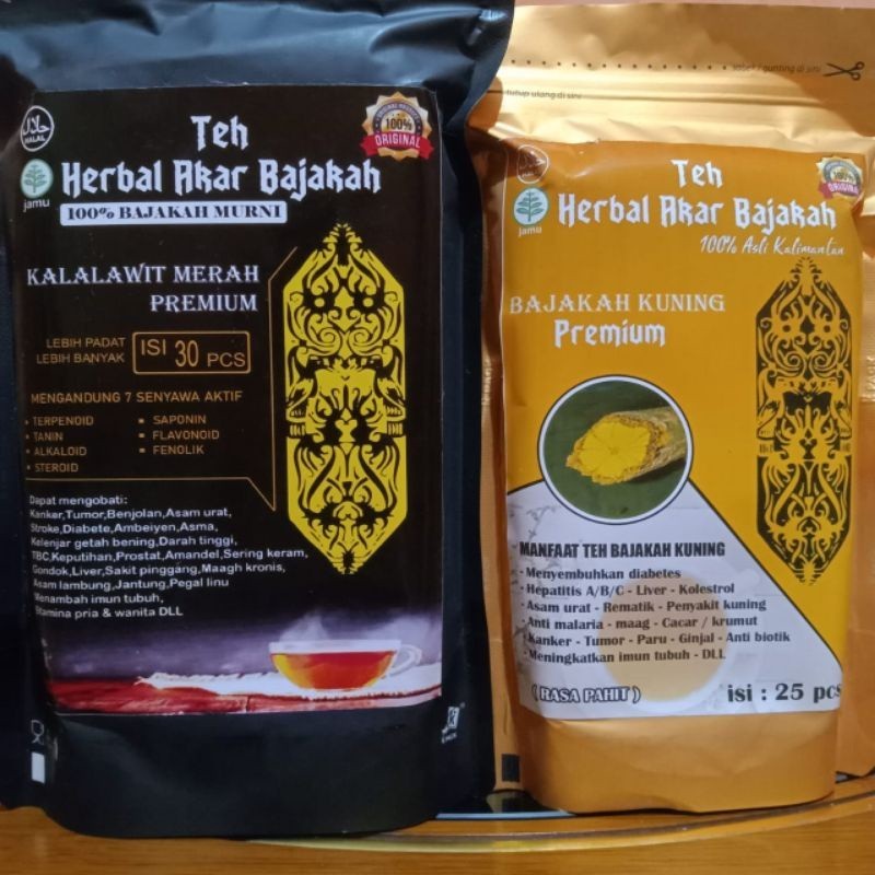 

Teh Akar Bajakah Kalalawit Merah & Kuning Teh Celup Asli Kalimantan