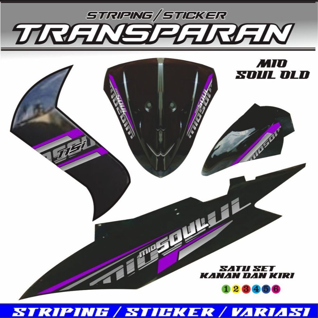 STRIPPING MIO SOUL TRANSPARAN UV CLEAR SIMPEL YAMAHA MIO SOUL KARBU VIETNAM VARIASI STIKER