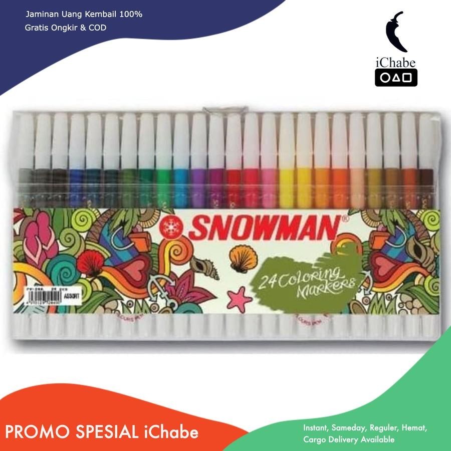 

[Tokome23] COD AA Spidol Kecil Snowman Marker PW-24A SET ISI 24 Warna / Spidol Warna Tulis Papan