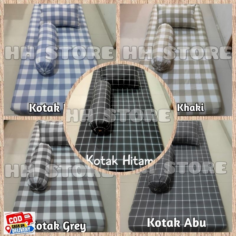 Sprei Kotak Single Aesthetic Monochrome Kotak Hitam Abu Khaki Sprei Set Sudut Karet