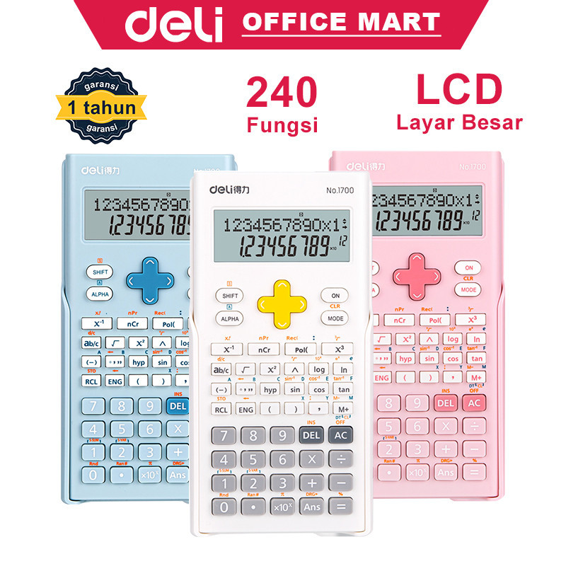 

Deli Kalkulator Scientific 240 Fungsi Kalkulator Ilmiah Mini Lucu 12 Digit Tampilan LCD 2 Baris Scientific Calculator