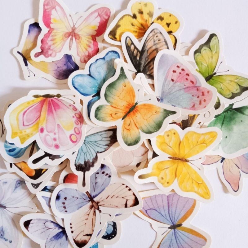 

[ , ] 5pcs Stiker Lucu Motif Kupu-Kupu/ Butterfly untuk Journal