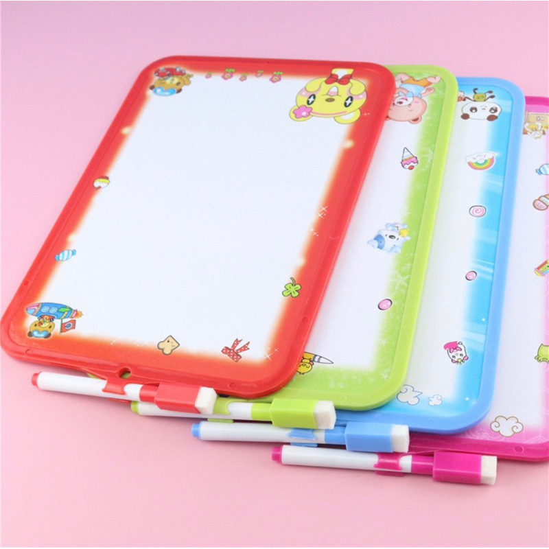 

[TERMURAH] Papan Tulis Mini 19x26cm / Colurful White Board / White Board Wipe and Clean Free Spidol Penghapus