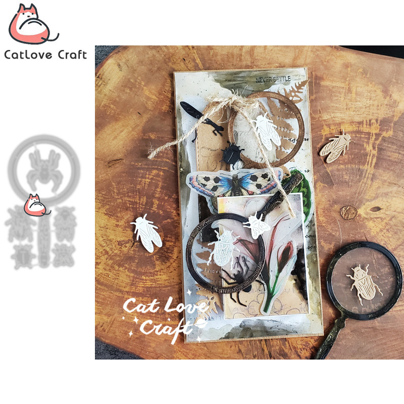 

Catlove Insect Magnifying glass Metal Cutting Dies Scrapbooking Stencil Die Cuts Card Making Craft Embossing New Dies For 2022