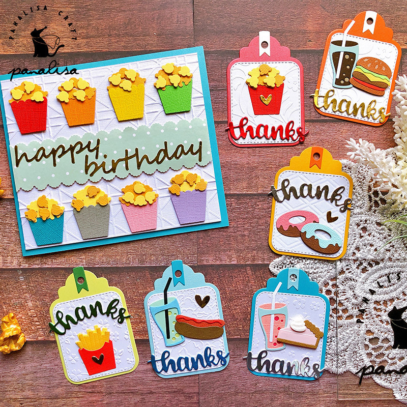 

Panalisacraft Hamburg fries popcorn Cutting Dies Stencils for DIY Scrapbooking Album Decorative Embossing DIY Paper Craft Cards