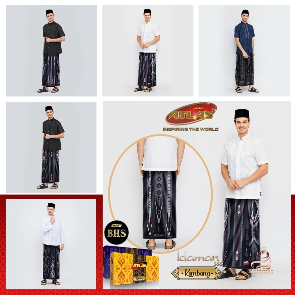 Sarung ATLAS Idaman Kembang Motif BHS Warna HITAM Black Series