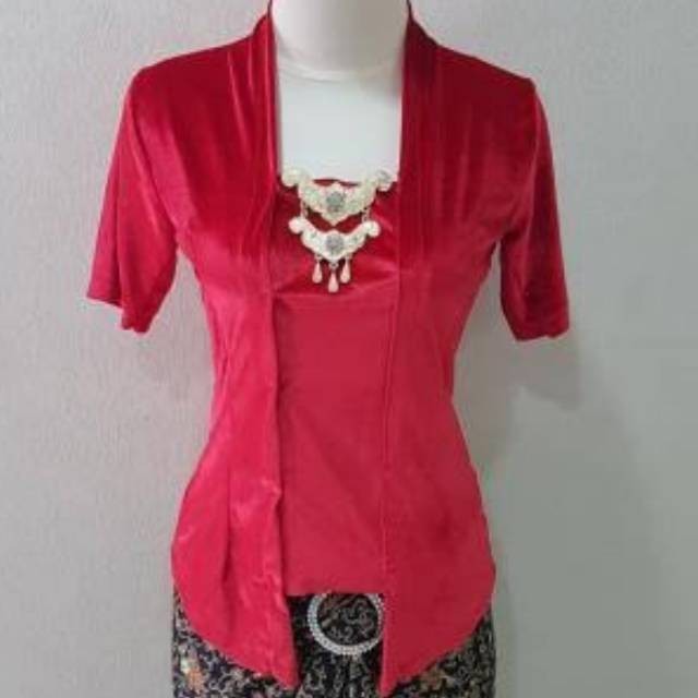 Atasan Kebaya bludru polos lengan pendek