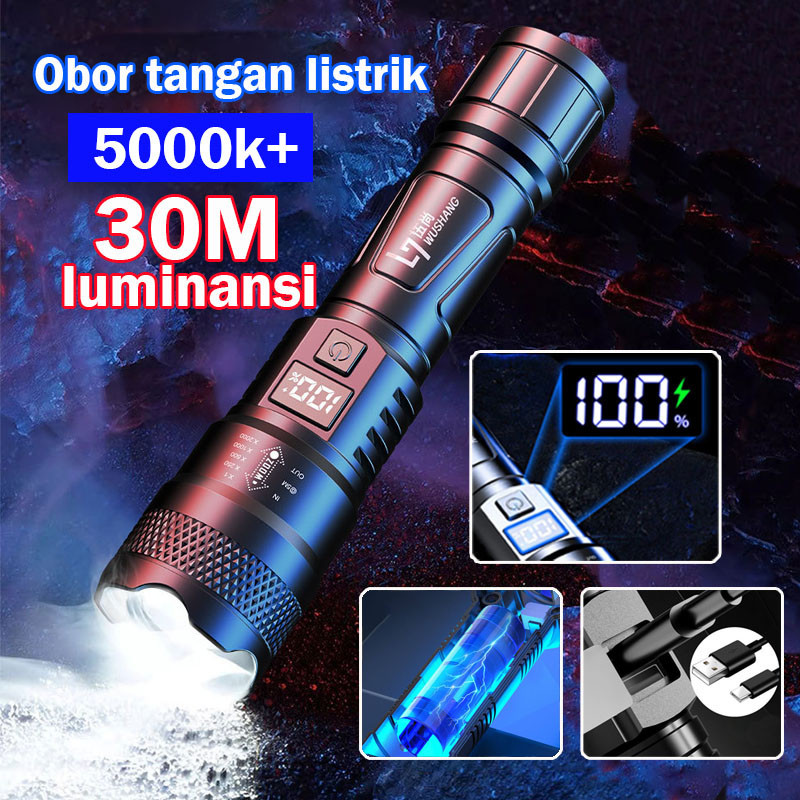 Senter LED Super Terang Portabel Zoom Rechargeable Ipx8 Tahan Air 18650 Baterai Tahan Lama Senter Ca